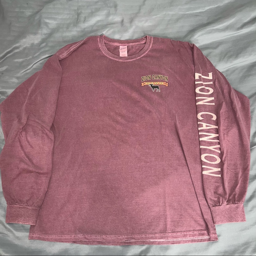 Vintage Zion Canyon Gildan Long-Sleeve T-Shirt Maroon Size Large - Picture 1 of 8